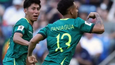 NOTICIA: Bolivia a un Paso del Mundial 2026: Duelo Final ante Irak Moisés Paniagua celebra su golazo (Photo by Julio Cesar AGUILAR / AFP)